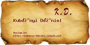 Kubányi Dániel névjegykártya
